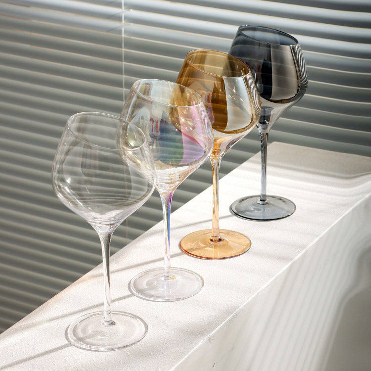 Beveled Crystal Goblet With Big Belly Electroplated Wine And Champagne Glass