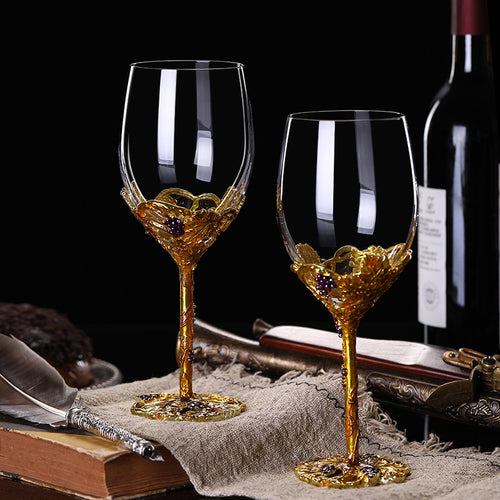 European Style Crystal Red Wine Glass Set With Grape Goblets
