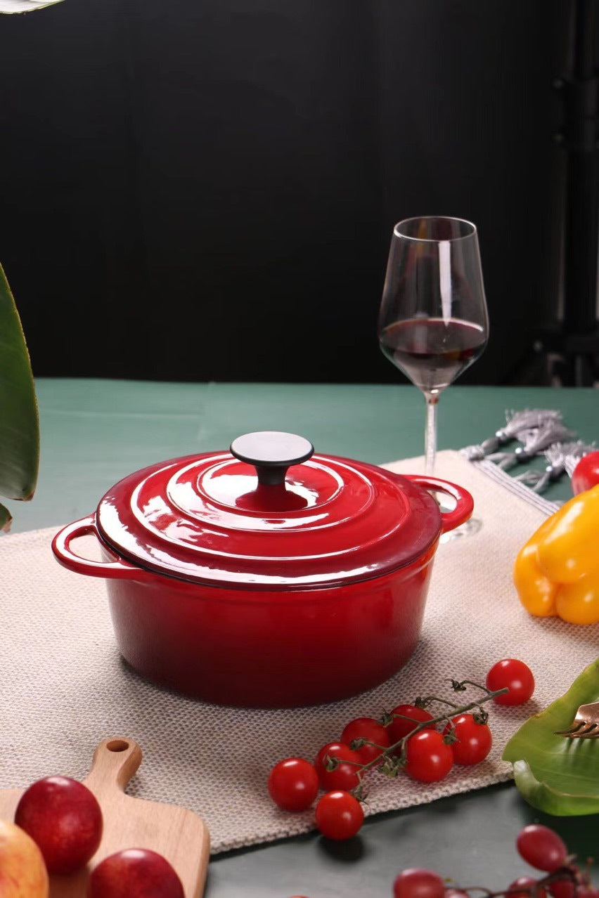 Enamel Cast Iron Stock Pot Universal Stew Pot