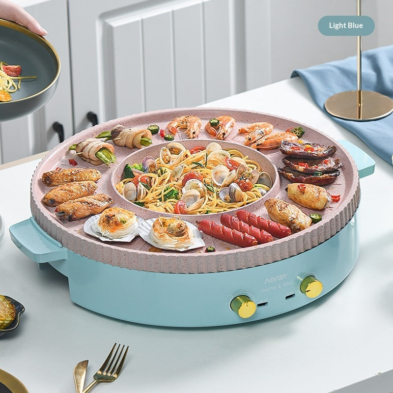 Multi-functional Hot Pot And Grill Combo Electric Barbecue Grill