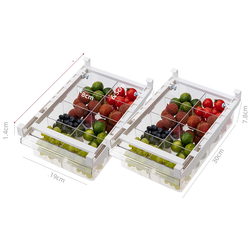 Adjustable Kitchen Fridge Organizer Pull-Out Storage Rack Shelf Holder
