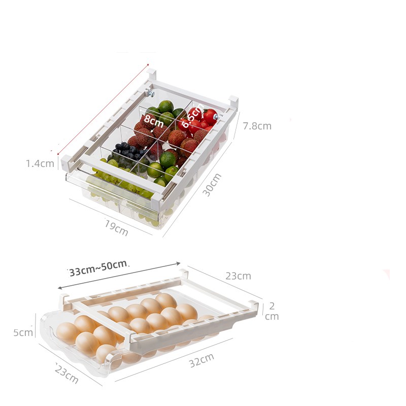 Adjustable Kitchen Fridge Organizer Pull-Out Storage Rack Shelf Holder