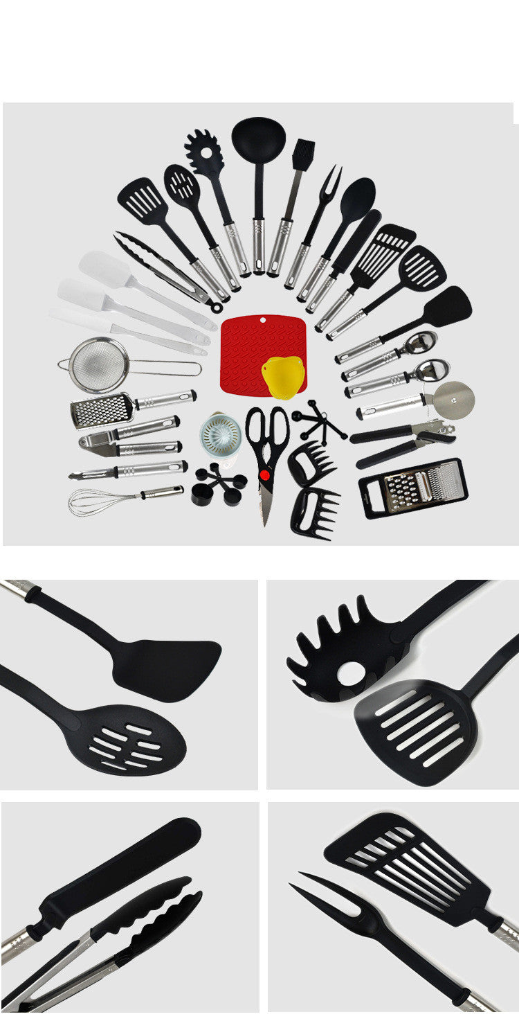 44-Piece Non-Stick Nylon Kitchen Utensils Set With Spatulas And Spoons