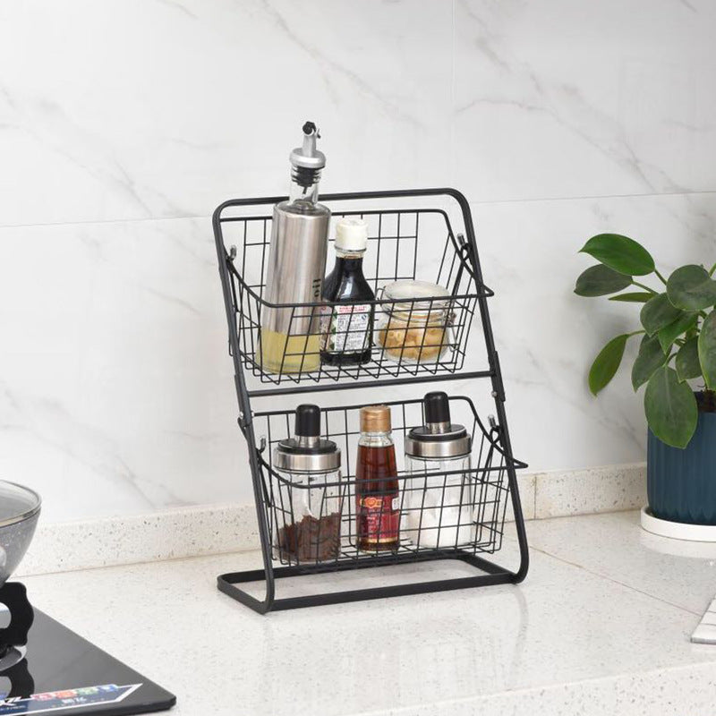 Stainless Steel Multi-Layer Kitchen Storage Rack For Spices And Fruits
