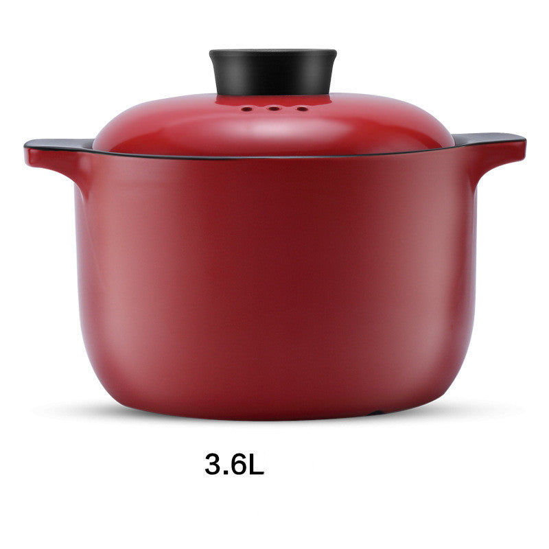 China Red Ceramic Multi-Purpose Stock Pot High Temperature Resistant
