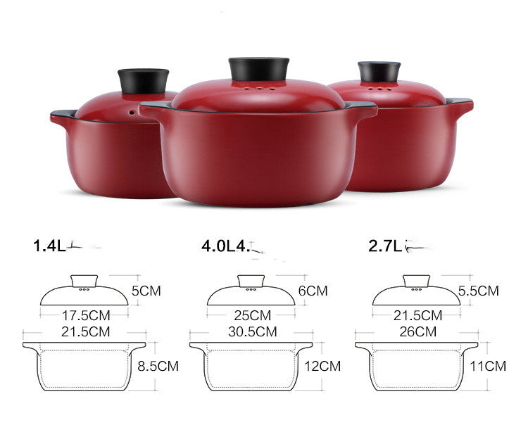 China Red Ceramic Multi-Purpose Stock Pot High Temperature Resistant