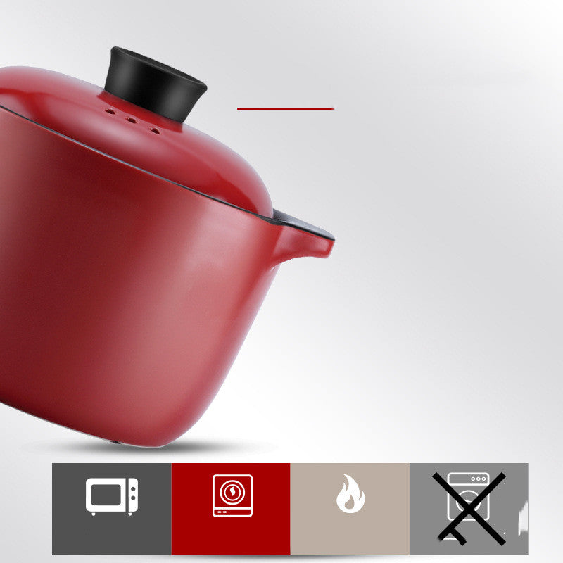 China Red Ceramic Multi-Purpose Stock Pot High Temperature Resistant
