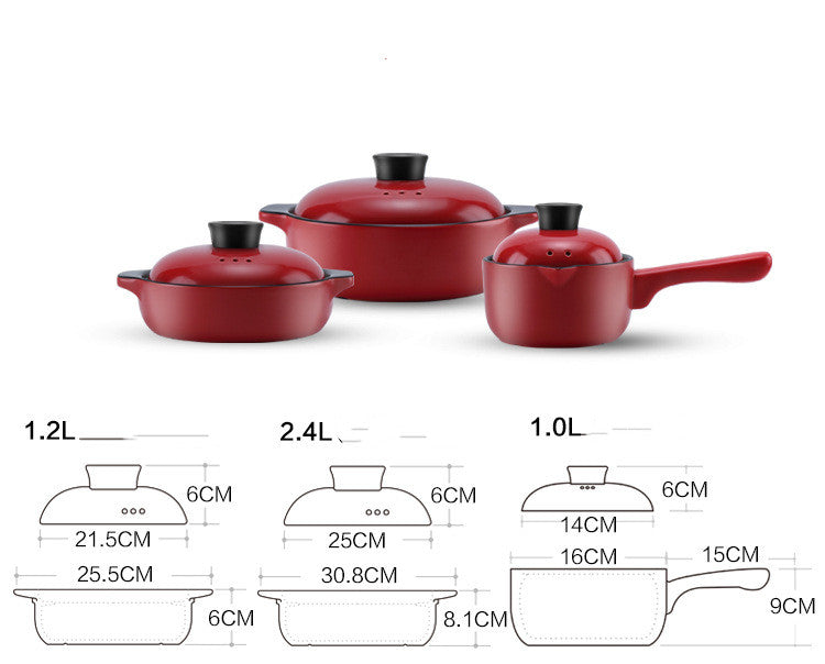China Red Ceramic Multi-Purpose Stock Pot High Temperature Resistant