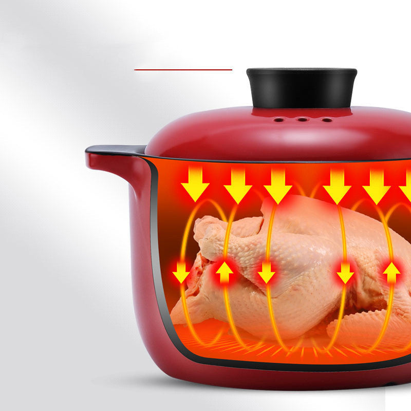 China Red Ceramic Multi-Purpose Stock Pot High Temperature Resistant