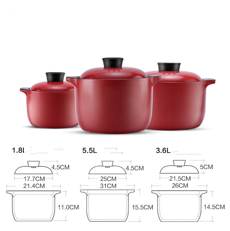 China Red Ceramic Multi-Purpose Stock Pot High Temperature Resistant