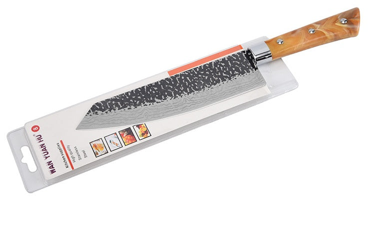 Stainless Steel Chef Knife With Marbled Handle For Meat Slicing