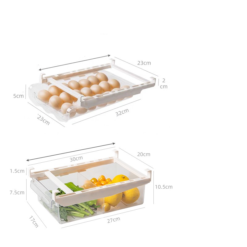 Adjustable Kitchen Fridge Organizer Pull-Out Storage Rack Shelf Holder