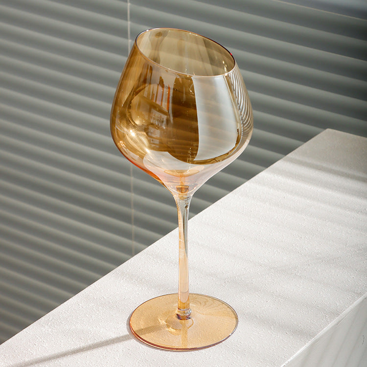 Beveled Crystal Goblet With Big Belly Electroplated Wine And Champagne Glass