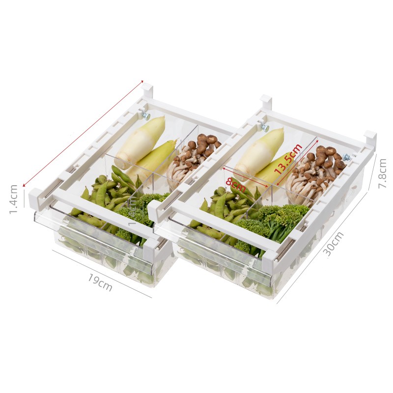 Adjustable Kitchen Fridge Organizer Pull-Out Storage Rack Shelf Holder