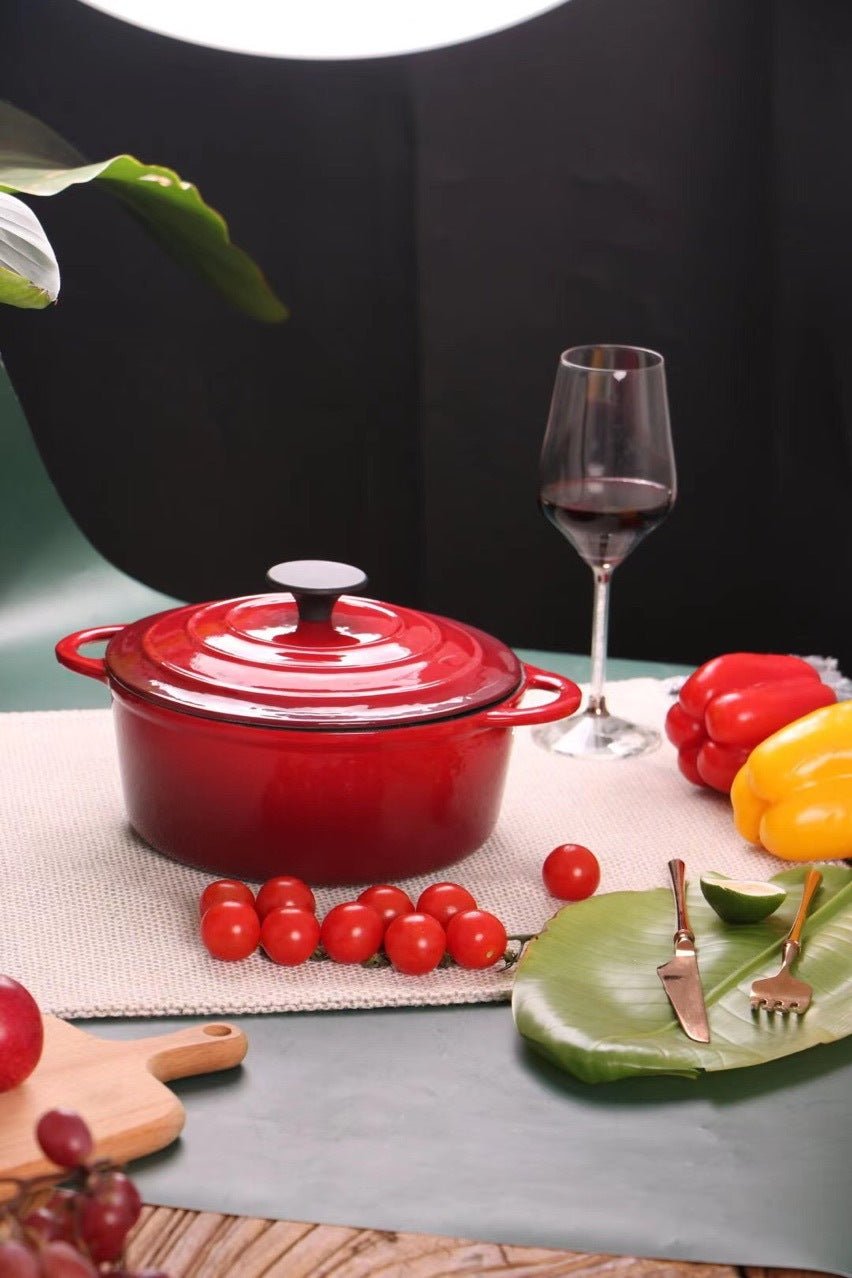 Enamel Cast Iron Stock Pot Universal Stew Pot