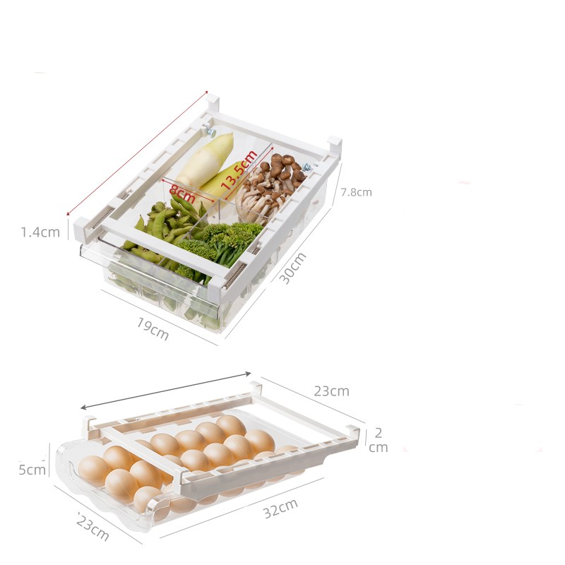 Adjustable Kitchen Fridge Organizer Pull-Out Storage Rack Shelf Holder
