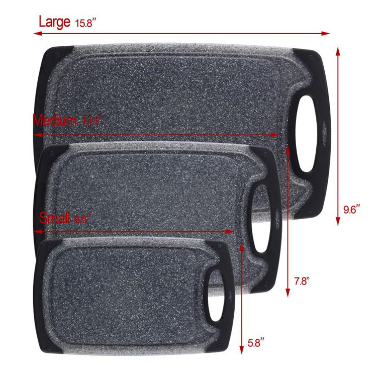 Imitation Marble 3-Piece Hangable Plastic Vegetable Cutting Board Set