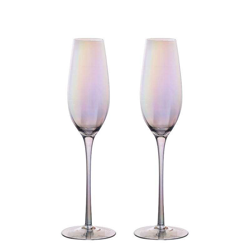 Colorful Electroplated Crystal Champagne And Wine Glass