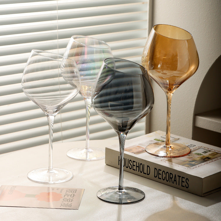 Beveled Crystal Goblet With Big Belly Electroplated Wine And Champagne Glass